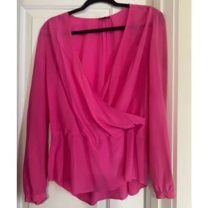 Pink Silk Long Sleeve Blouse